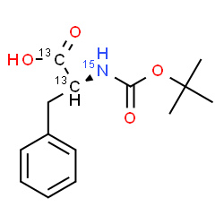 ChemSpider 2D Image | N-{[(2-Methyl-2-propanyl)oxy]carbonyl}-L-(alpha-~13~C_2_,~15~N)phenylalanine | C1213C2H1915NO4