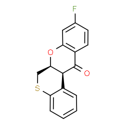 ChemSpider 2D Image | (6aS,12aS)-9-Fluoro-6a,12a-dihydrothiochromeno[3,4-b]chromen-12(6H)-one | C16H11FO2S