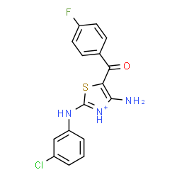 ChemSpider 2D Image | 4-Amino-2-[(3-chlorophenyl)amino]-5-(4-fluorobenzoyl)-1,3-thiazol-3-ium | C16H12ClFN3OS