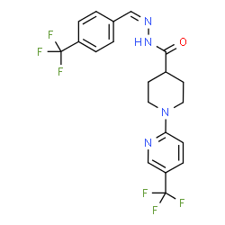 ChemSpider 2D Image | N'-{(Z)-[4-(Trifluoromethyl)phenyl]methylene}-1-[5-(trifluoromethyl)-2-pyridinyl]-4-piperidinecarbohydrazide | C20H18F6N4O
