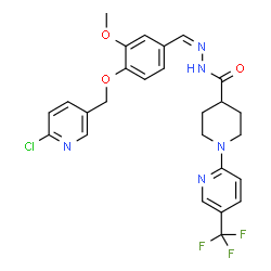 ChemSpider 2D Image | N'-[(Z)-{4-[(6-Chloro-3-pyridinyl)methoxy]-3-methoxyphenyl}methylene]-1-[5-(trifluoromethyl)-2-pyridinyl]-4-piperidinecarbohydrazide | C26H25ClF3N5O3