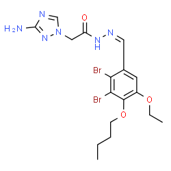 ChemSpider 2D Image | 2-(3-Amino-1H-1,2,4-triazol-1-yl)-N'-[(Z)-(2,3-dibromo-4-butoxy-5-ethoxyphenyl)methylene]acetohydrazide | C17H22Br2N6O3