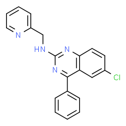 ChemSpider 2D Image | 6-Chloro-4-phenyl-N-(2-pyridinylmethyl)-2-quinazolinamine | C20H15ClN4