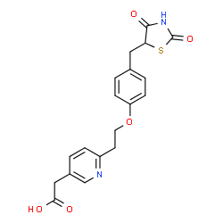 ChemSpider 2D Image | [6-(2-{4-[(2,4-Dioxo-1,3-thiazolidin-5-yl)methyl]phenoxy}ethyl)-3-pyridinyl]acetic acid | C19H18N2O5S