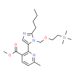 ChemSpider 2D Image | Methyl 2-(2-butyl-1-{[2-(trimethylsilyl)ethoxy]methyl}-1H-imidazol-5-yl)-6-methylnicotinate | C21H33N3O3Si