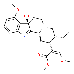 ChemSpider 2D Image | Methyl (3beta,7beta,15alpha,16Z)-7-hydroxy-9-methoxy-16-(methoxymethylene)-1,2-didehydro-2,7-dihydrocorynan-17-oate | C23H30N2O5