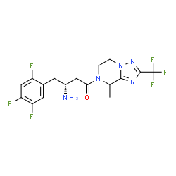 ChemSpider 2D Image | (3R)-3-Amino-1-[8-methyl-2-(trifluoromethyl)-5,6-dihydro[1,2,4]triazolo[1,5-a]pyrazin-7(8H)-yl]-4-(2,4,5-trifluorophenyl)-1-butanone | C17H17F6N5O