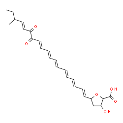 ChemSpider 2D Image | 2,5-Anhydro-4-deoxy-5-[(1E,3E,5E,7E,9E,11E,15E)-17-methyl-13,14-dioxo-1,3,5,7,9,11,15-nonadecaheptaen-1-yl]pentonic acid | C25H30O6
