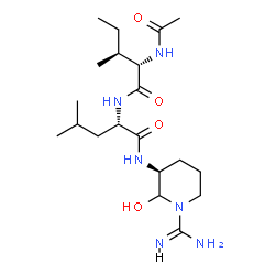 ChemSpider 2D Image | N-Acetyl-L-isoleucyl-N-[(3S)-1-carbamimidoyl-2-hydroxy-3-piperidinyl]-L-leucinamide | C20H38N6O4