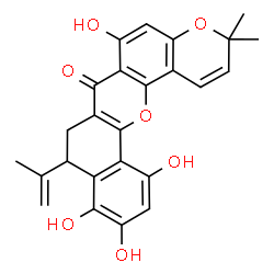 ChemSpider 2D Image | 6,10,11,13-Tetrahydroxy-9-isopropenyl-3,3-dimethyl-8,9-dihydro-3H,7H-benzo[c]pyrano[3,2-h]xanthen-7-one | C25H22O7