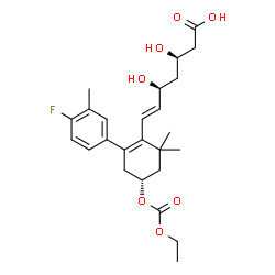 ChemSpider 2D Image | (3R,5S,6E)-7-[(4S)-4-[(Ethoxycarbonyl)oxy]-2-(4-fluoro-3-methylphenyl)-6,6-dimethyl-1-cyclohexen-1-yl]-3,5-dihydroxy-6-heptenoic acid | C25H33FO7