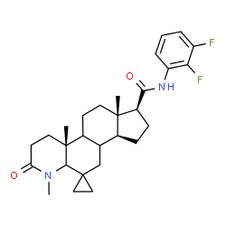 ChemSpider 2D Image | (4a'R,6a'S,7'S,9a'S)-N-(2,3-Difluorophenyl)-1',4a',6a'-trimethyl-2'-oxohexadecahydrospiro[cyclopropane-1,11'-indeno[5,4-f]quinoline]-7'-carboxamide | C28H36F2N2O2