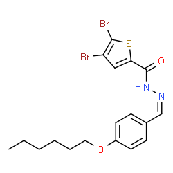 ChemSpider 2D Image | 4,5-Dibromo-N'-{(Z)-[4-(hexyloxy)phenyl]methylene}-2-thiophenecarbohydrazide | C18H20Br2N2O2S