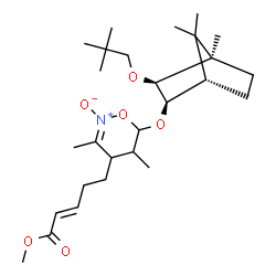 ChemSpider 2D Image | Methyl (2E)-5-(6-{[(1S,2R,3S,4R)-3-(2,2-dimethylpropoxy)-4,7,7-trimethylbicyclo[2.2.1]hept-2-yl]oxy}-3,5-dimethyl-2-oxido-5,6-dihydro-4H-1,2-oxazin-4-yl)-2-pentenoate | C27H45NO6