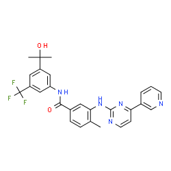 ChemSpider 2D Image | N-[3-(2-Hydroxy-2-propanyl)-5-(trifluoromethyl)phenyl]-4-methyl-3-{[4-(3-pyridinyl)-2-pyrimidinyl]amino}benzamide | C27H24F3N5O2