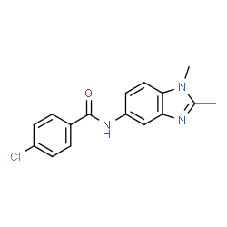 ChemSpider 2D Image | 4-chloro-N-(1,2-dimethyl-5-benzimidazolyl)benzamide | C16H14ClN3O