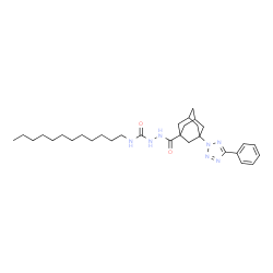 ChemSpider 2D Image | N-Dodecyl-2-{[3-(5-phenyl-2H-tetrazol-2-yl)adamantan-1-yl]carbonyl}hydrazinecarboxamide | C31H47N7O2