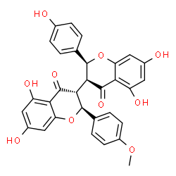 ChemSpider 2D Image | (2S,2'S,3S,3'R)-5,5',7,7'-Tetrahydroxy-2-(4-hydroxyphenyl)-2'-(4-methoxyphenyl)-2,2',3,3'-tetrahydro-4H,4'H-3,3'-bichromene-4,4'-dione | C31H24O10