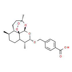 ChemSpider 2D Image | 4-({[(1S,4S,5R,9R,10S,12R,13R)-1,5,9-Trimethyl-11,14,15,16-tetraoxatetracyclo[10.3.1.0~4,13~.0~8,13~]hexadec-10-yl]oxy}methyl)benzoic acid | C23H30O7