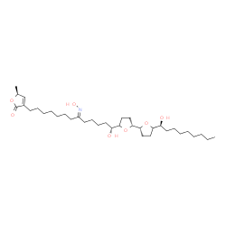 ChemSpider 2D Image | (5S)-3-[(8E,13R)-13-Hydroxy-8-(hydroxyimino)-13-{(2R,2'R)-5'-[(1S)-1-hydroxynonyl]octahydro-2,2'-bifuran-5-yl}tridecyl]-5-methyl-2(5H)-furanone | C35H61NO7