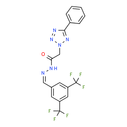 ChemSpider 2D Image | N'-{(Z)-[3,5-Bis(trifluoromethyl)phenyl]methylene}-2-(5-phenyl-2H-tetrazol-2-yl)acetohydrazide | C18H12F6N6O
