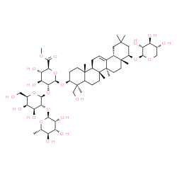 ChemSpider 2D Image | methyl (2S,3S,4S,5R,6R)-6-[[(3S,4S,6aR,6bS,8aR,9R,12aS,14aR,14bR)-4-(hydroxymethyl)-4,6a,6b,8a,11,11,14b-heptamethyl-9-[(2S,3R,4S,5R)-3,4,5-trihydroxytetrahydropyran-2-yl]oxy-1,2,3,4a,5,6,7,8,9,10,12,12a,14,14a-tetradecahydropicen-3-yl]oxy]-5-[(2S,3R,4S,5R,6R)-4,5-dihydroxy-6-(hydroxymethyl)-3-[(2S,3R,4R,5R,6S)-3,4,5-trihydroxy-6-methyl-tetrahydropyran-2-yl]oxy-tetrahydropyran-2-yl]oxy-3,4-dihydroxy-tetrahydropyran-2-carboxylate | C54H88O22