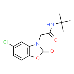 ChemSpider 2D Image | 2-(5-Chloro-2-oxo-1,3-benzoxazol-3(2H)-yl)-N-(2-methyl-2-propanyl)acetamide | C13H15ClN2O3