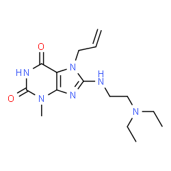ChemSpider 2D Image | 7-Allyl-8-{[2-(diethylamino)ethyl]amino}-3-methyl-3,7-dihydro-1H-purine-2,6-dione | C15H24N6O2