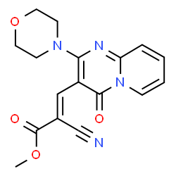 ChemSpider 2D Image | Methyl (2E)-2-cyano-3-[2-(4-morpholinyl)-4-oxo-4H-pyrido[1,2-a]pyrimidin-3-yl]acrylate | C17H16N4O4