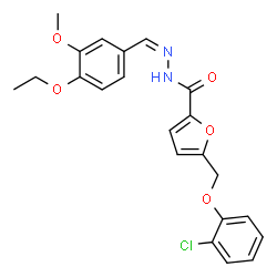 ChemSpider 2D Image | 5-[(2-Chlorophenoxy)methyl]-N'-[(Z)-(4-ethoxy-3-methoxyphenyl)methylene]-2-furohydrazide | C22H21ClN2O5