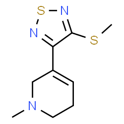 ChemSpider 2D Image | 1-Methyl-5-[4-(methylsulfanyl)-1,2,5-thiadiazol-3-yl]-1,2,3,6-tetrahydropyridine | C9H13N3S2