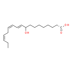ChemSpider 2D Image | (10E,12Z,15Z)-9-Hydroxy(1-~14~C)-10,12,15-octadecatrienoic acid | C1714CH30O3