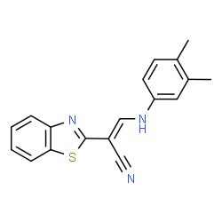 ChemSpider 2D Image | (2E)-2-(1,3-Benzothiazol-2-yl)-3-[(3,4-dimethylphenyl)amino]acrylonitrile | C18H15N3S