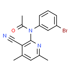 ChemSpider 2D Image | N-(3-Bromophenyl)-N-(3-cyano-4,6-dimethyl-2-pyridinyl)acetamide | C16H14BrN3O