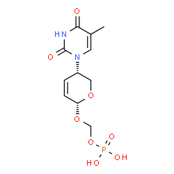 ChemSpider 2D Image | {[(2R,5S)-5-(5-Methyl-2,4-dioxo-3,4-dihydro-1(2H)-pyrimidinyl)-5,6-dihydro-2H-pyran-2-yl]oxy}methyl dihydrogen phosphate | C11H15N2O8P