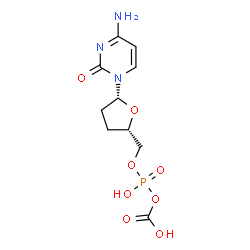 ChemSpider 2D Image | [[(2S,5R)-5-(4-amino-2-oxo-pyrimidin-1-yl)tetrahydrofuran-2-yl]methoxy-hydroxy-phosphoryl] hydrogen carbonate | C10H14N3O8P