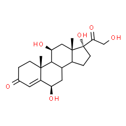 ChemSpider 2D Image | (6beta,8xi,9xi,11beta,14xi)-6,11,17,21-Tetrahydroxypregn-4-ene-3,20-dione | C21H30O6