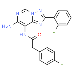 ChemSpider 2D Image | N-[7-Amino-2-(2-fluorophenyl)[1,2,4]triazolo[1,5-c]pyrimidin-8-yl]-2-(4-fluorophenyl)acetamide | C19H14F2N6O