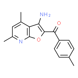 ChemSpider 2D Image | 4,6-dimethyl-2-(4-methylbenzoyl)furo[2,3-b]pyridin-3-amine | C17H16N2O2