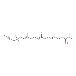 ChemSpider 2D Image | (6E,10Z,14E)-10-Fluoro-2,6,11,14,17,17-hexamethyl-1,6,10,14-henicosatetraen-19-yn-3-ol | C27H43FO