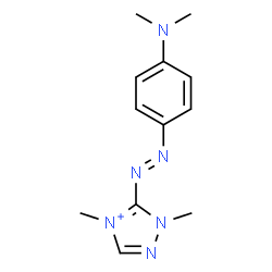 ChemSpider 2D Image | 5-{(E)-[4-(Dimethylamino)phenyl]diazenyl}-1,4-dimethyl-1H-1,2,4-triazol-4-ium | C12H17N6