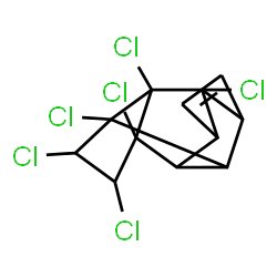 ChemSpider 2D Image | 1,2,3,10,11,12-Hexachloropentacyclo[6.4.0.0~2,10~.0~3,7~.0~4,9~]dodec-5-ene | C12H8Cl6