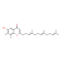 ChemSpider 2D Image | 6-Hydroxy-7,8-dimethyl-2-[(3E,7E)-4,8,12-trimethyl-3,7,11-tridecatrien-1-yl]-4H-chromen-4-one | C27H36O3