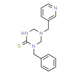 ChemSpider 2D Image | 1-Benzyl-5-(3-pyridinylmethyl)-1,3,5-triazinane-2-thione | C16H18N4S