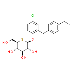 ChemSpider 2D Image | 4-Chloro-2-(4-ethylbenzyl)phenyl 5-thio-beta-D-glucopyranoside | C21H25ClO5S