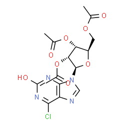 ChemSpider 2D Image | 6-Chloro-9-(2,3,5-tri-O-acetyl-beta-D-ribofuranosyl)-1,9-dihydro-2H-purin-2-one | C16H17ClN4O8
