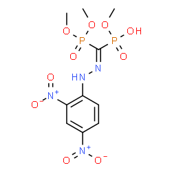 ChemSpider 2D Image | Methyl hydrogen {(Z)-(dimethoxyphosphoryl)[(2,4-dinitrophenyl)hydrazono]methyl}phosphonate | C10H14N4O10P2