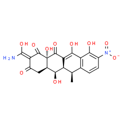 ChemSpider 2D Image | (2Z,4aR,5R,5aR,6S,12aS)-2-[Amino(hydroxy)methylene]-5,10,11,12a-tetrahydroxy-6-methyl-9-nitro-4a,5a,6,12a-tetrahydro-1,3,12(2H,4H,5H)-tetracenetrione | C20H18N2O10