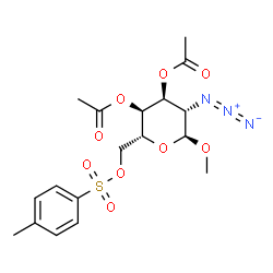 ChemSpider 2D Image | Methyl 3,4-di-O-acetyl-2-azido-2-deoxy-6-O-[(4-methylphenyl)sulfonyl]-alpha-D-altropyranoside | C18H23N3O9S