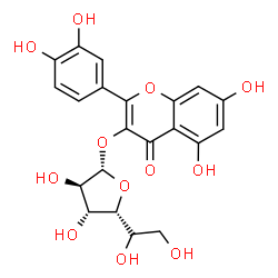 ChemSpider 2D Image | 2-(3,4-Dihydroxyphenyl)-5,7-dihydroxy-4-oxo-4H-chromen-3-yl alpha-L-idofuranoside | C21H20O12